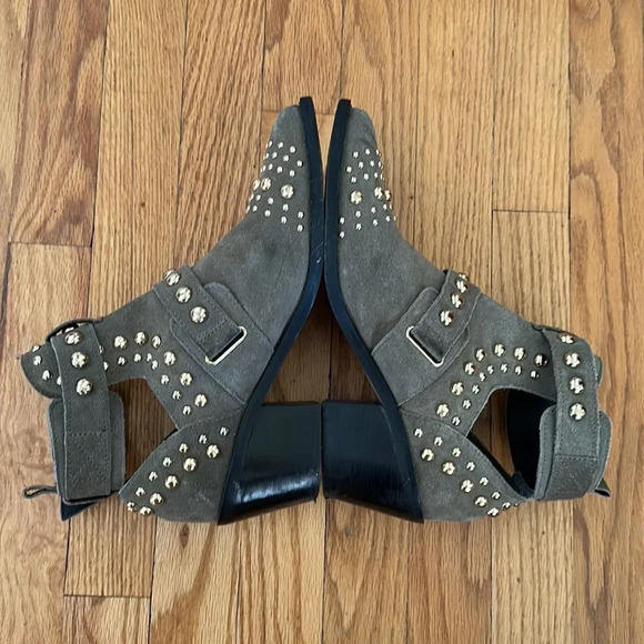 Kurt Geiger Sybil khaki suede studded ankle bootiegreat pre owned condition - Picture 5 of 12